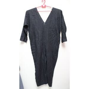 Rachel Craven Black Linen V Neck Lagenlook Jumpsuit Size 0/Small